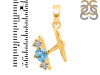 Blue Topaz & White Topaz Alphabet H Pendant BTZ-RDA-60.