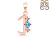 Blue Topaz & White Topaz Alphabet J Pendant BTZ-RDA-62.