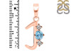 Blue Topaz & White Topaz Alphabet J Pendant BTZ-RDA-62.
