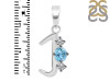 Blue Topaz & White Topaz Alphabet J Pendant BTZ-RDA-62.