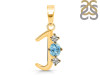 Blue Topaz & White Topaz Alphabet J Pendant BTZ-RDA-62.