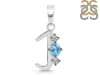 Blue Topaz & White Topaz Alphabet J Pendant BTZ-RDA-62.