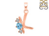 Blue Topaz & White Topaz Alphabet K Pendant BTZ-RDA-63.