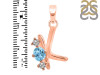 Blue Topaz & White Topaz Alphabet K Pendant BTZ-RDA-63.
