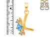 Blue Topaz & White Topaz Alphabet K Pendant BTZ-RDA-63.