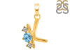 Blue Topaz & White Topaz Alphabet K Pendant BTZ-RDA-63.