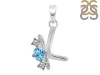 Blue Topaz & White Topaz Alphabet K Pendant BTZ-RDA-63.