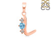 Blue Topaz & White Topaz Alphabet L Pendant BTZ-RDA-64.