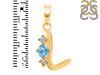 Blue Topaz & White Topaz Alphabet L Pendant BTZ-RDA-64.