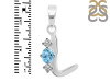 Blue Topaz & White Topaz Alphabet L Pendant BTZ-RDA-64.