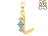 Blue Topaz & White Topaz Alphabet L Pendant BTZ-RDA-64.