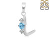 Blue Topaz & White Topaz Alphabet L Pendant BTZ-RDA-64.