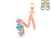 Blue Topaz & White Topaz Alphabet M Pendant BTZ-RDA-65.