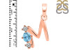 Blue Topaz & White Topaz Alphabet M Pendant BTZ-RDA-65.
