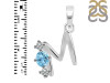 Blue Topaz & White Topaz Alphabet M Pendant BTZ-RDA-65.