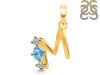 Blue Topaz & White Topaz Alphabet M Pendant BTZ-RDA-65.