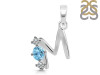 Blue Topaz & White Topaz Alphabet M Pendant BTZ-RDA-65.