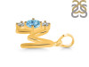 Blue Topaz & White Topaz Alphabet M Pendant BTZ-RDA-65.