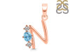 Blue Topaz & White Topaz Alphabet N Pendant BTZ-RDA-66.