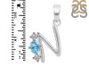 Blue Topaz & White Topaz Alphabet N Pendant BTZ-RDA-66.