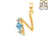 Blue Topaz & White Topaz Alphabet N Pendant BTZ-RDA-66.