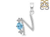 Blue Topaz & White Topaz Alphabet N Pendant BTZ-RDA-66.