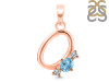 Blue Topaz & White Topaz Alphabet O Pendant BTZ-RDA-67.