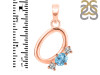 Blue Topaz & White Topaz Alphabet O Pendant BTZ-RDA-67.