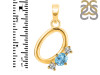 Blue Topaz & White Topaz Alphabet O Pendant BTZ-RDA-67.