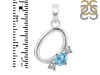 Blue Topaz & White Topaz Alphabet O Pendant BTZ-RDA-67.