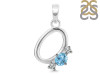 Blue Topaz & White Topaz Alphabet O Pendant BTZ-RDA-67.