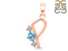 Blue Topaz & White Topaz Alphabet P Pendant BTZ-RDA-68.