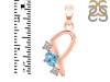 Blue Topaz & White Topaz Alphabet P Pendant BTZ-RDA-68.
