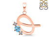 Blue Topaz & White Topaz Alphabet Q Pendant BTZ-RDA-69.