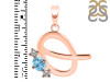 Blue Topaz & White Topaz Alphabet Q Pendant BTZ-RDA-69.