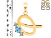 Blue Topaz & White Topaz Alphabet Q Pendant BTZ-RDA-69.