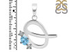 Blue Topaz & White Topaz Alphabet Q Pendant BTZ-RDA-69.