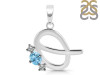 Blue Topaz & White Topaz Alphabet Q Pendant BTZ-RDA-69.