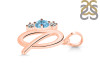 Blue Topaz & White Topaz Alphabet Q Pendant BTZ-RDA-69.