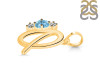 Blue Topaz & White Topaz Alphabet Q Pendant BTZ-RDA-69.