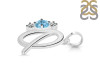Blue Topaz & White Topaz Alphabet Q Pendant BTZ-RDA-69.