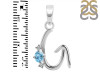 Blue Topaz & White Topaz Alphabet G Pendant BTZ-RDA-7.