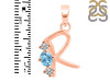 Blue Topaz & White Topaz Alphabet R Pendant BTZ-RDA-70.
