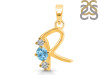 Blue Topaz & White Topaz Alphabet R Pendant BTZ-RDA-70.