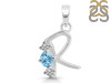 Blue Topaz & White Topaz Alphabet R Pendant BTZ-RDA-70.