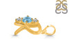 Blue Topaz & White Topaz Alphabet R Pendant BTZ-RDA-70.