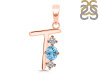Blue Topaz & White Topaz Alphabet T Pendant BTZ-RDA-72.