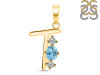 Blue Topaz & White Topaz Alphabet T Pendant BTZ-RDA-72.