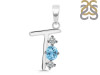 Blue Topaz & White Topaz Alphabet T Pendant BTZ-RDA-72.