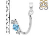 Blue Topaz & White Topaz Alphabet U Pendant BTZ-RDA-73.